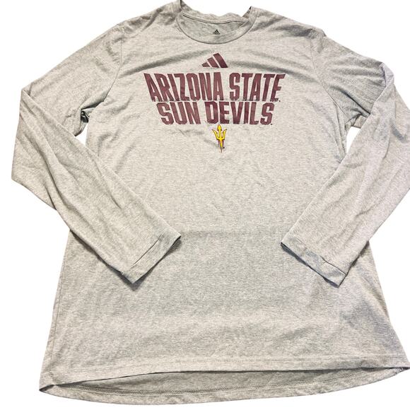 Vintage Y2K Adidas ASU Arizona State Sun Devils Football Gray Long Sleeve Size L - Picture 1 of 4